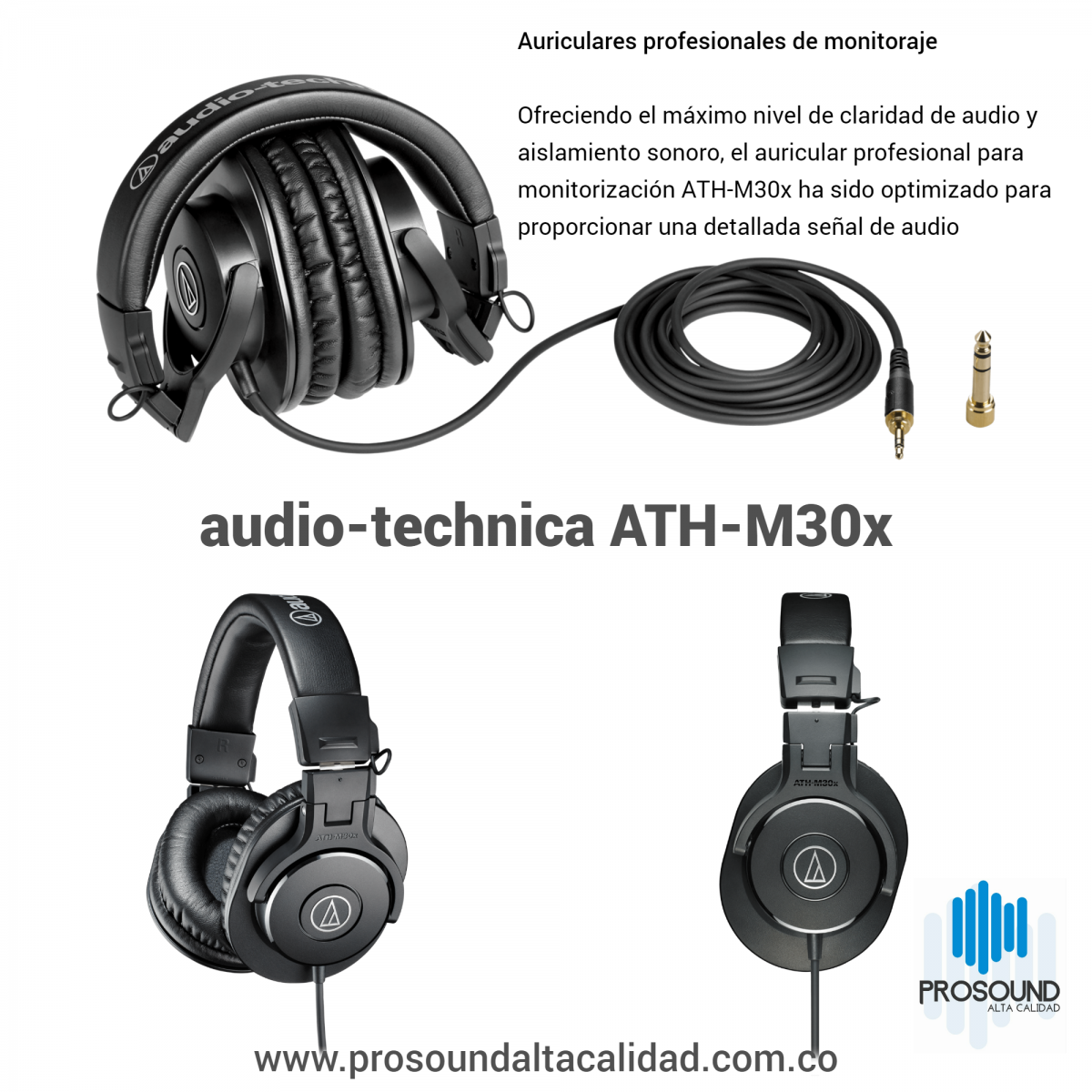 Auriculares profesionales Audio-Technica, Negro, S
